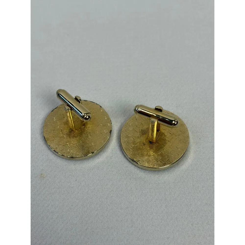 Vintage Ancient Roman Emperor Tiberius Gold Tone Rome Coin Like Cufflinks
